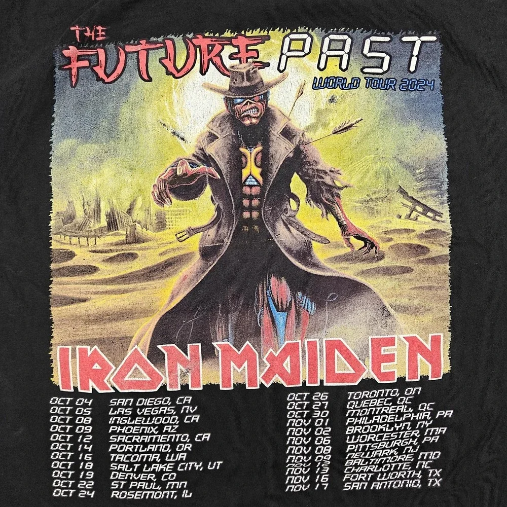 Iron Maiden Shirt Mens‎ 2XL Black Future Past World Tour 2024 Tee Eddie Prodada